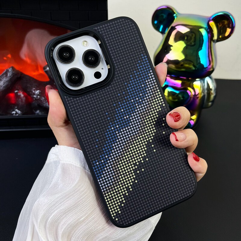 简约小众适用苹果15promax手机壳新款肤感iphone15凯夫拉纹15pro防摔外壳高级感14pm全包保护套13/12男女潮款