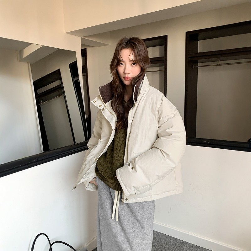 韩系立领低饱和松弛感保暖羽绒服