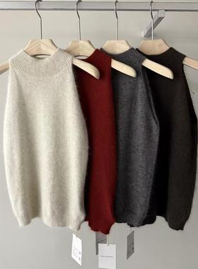 FN爱与南希2024秋冬新款韩系简约半高圆领洋气修身针织背心41289