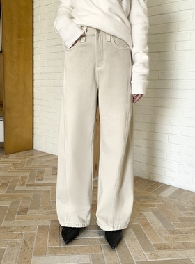 FN爱与南希2025冬季高腰复古水洗加绒显瘦百搭直筒牛仔裤女04006