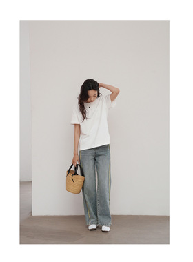 FN爱与南希2024春季新款全棉复古渐变宽松百搭休闲牛仔裤21152