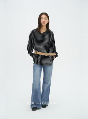 FN爱与南希2025春季新款复古水洗做旧修身显瘦微喇牛仔裤女11458