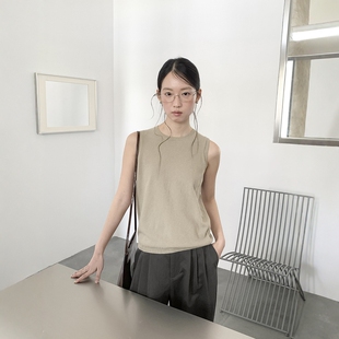 休闲简约百搭针织背心03703 FN爱与南希2026春夏韩系纯棉圆领无袖
