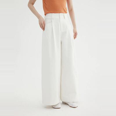 FN简约百搭半松紧腰宽松阔腿裤女