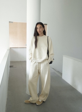 FN爱与南希2025秋季韩系纯棉松紧腰软糯亲肤弯刀运动休闲裤02973