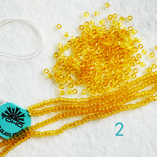 大孔透明系金色古董珠2mm东宝刺绣玻璃珠手工diy串珠散珠日本进口