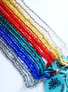 大孔灌银系红色古董珠2mm东宝刺绣玻璃珠手工diy串珠散珠日本进口