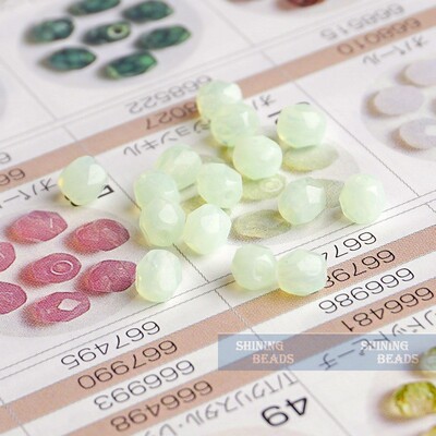 捷克火抛珠4mm蛋白实瓷色火烧火磨珠水晶玻璃串珠散珠子TOHO出品