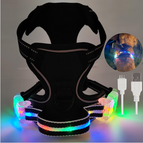 炫彩发光狗胸背带LED遛狗胸背带