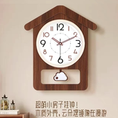 康巴丝静音木质挂钟客厅卧室小房子挂墙时钟创意时钟挂表摇摆钟表