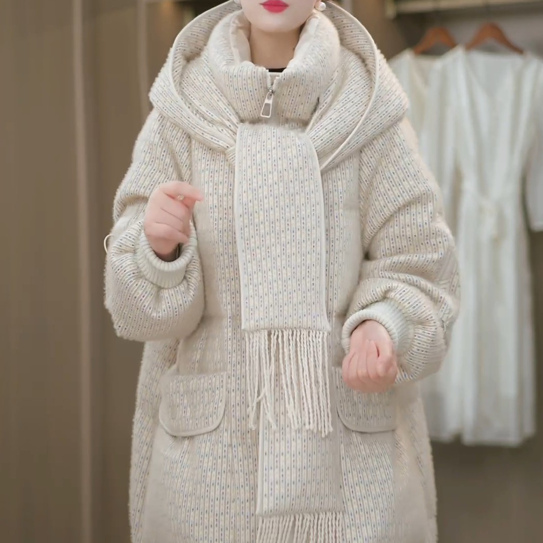 加厚保暖中长款白鸭绒羽绒服2025冬季新款遮肉显瘦今年流行高级感