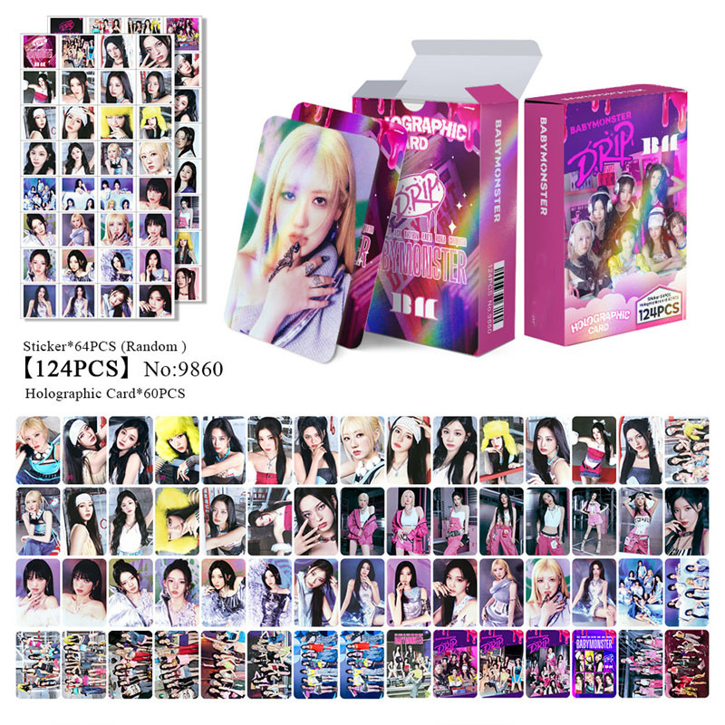 124张BABYMONSTER镭射卡专辑DRIP ASA郑雅娴非官正版LOMO小卡自印