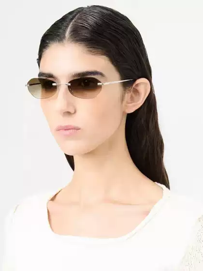 Our Legacy Style Titanium Brushed Thin Frame Sunglasses, High-End Fashion Rimless Glasses, Trendy Sunglasses