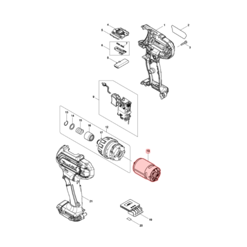 牧田充电式电钻DF033D配件电机