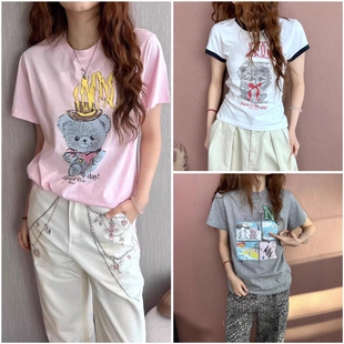 现货秒发 | SusanGan125ss新款猫咪小狗印花圆领宽松短袖T恤上衣