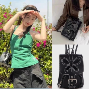 现货 delias 虞书欣同款 镂空美式迷你蝴蝶明线dollskill双肩背包