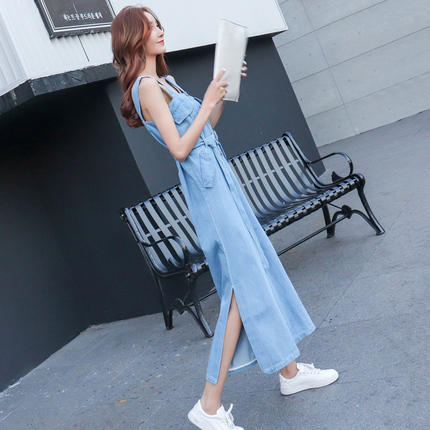 Overalls for Women, Korean Style, Loose Fit, Petite Jumpsuit, Summer 2022 New Denim High-Waisted Drapey Wide-Leg Pants, Spring and Autumn