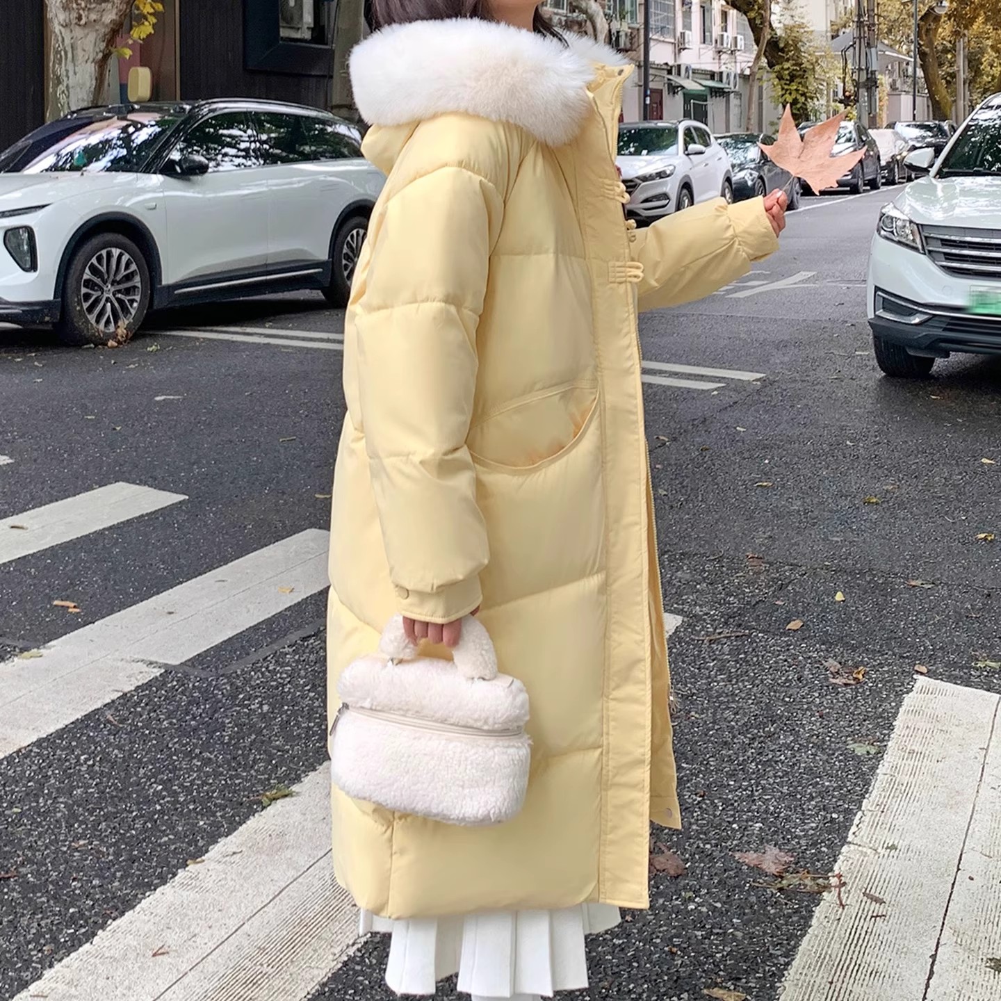 大毛领连帽羽绒棉服女冬季新款