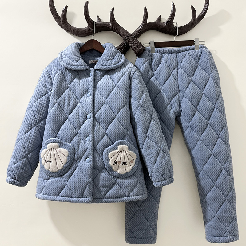 冬新款牛奶绒剪花家居服睡衣女士