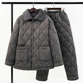 爸爸保暖棉袄套装 珊瑚绒夹棉加厚加大码 家居服 睡衣冬季 中老年男士