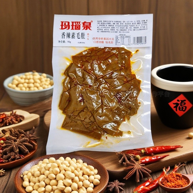 玛瑙泉香辣素毛肚脆千张辣味解馋休闲零食90克安徽淮南豆制品美食
