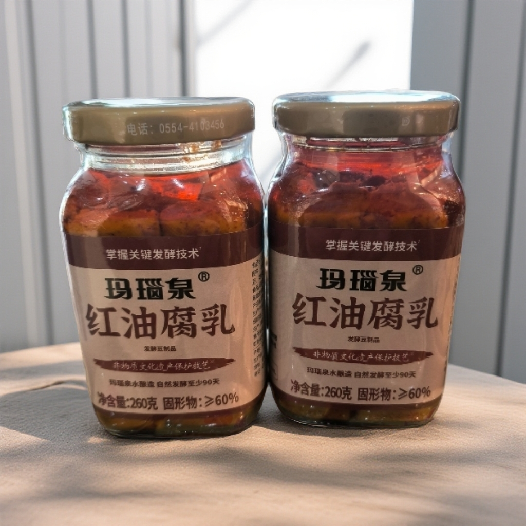 玛瑙泉红油腐乳香辣味八公山农家豆腐乳下饭调味糟方安徽淮南特产