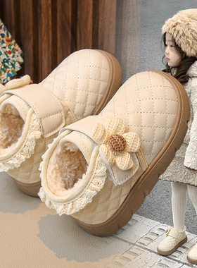 女童棉鞋加绒雪地靴小女孩小香风菱格靴子皮靴秋冬季新款女宝宝鞋