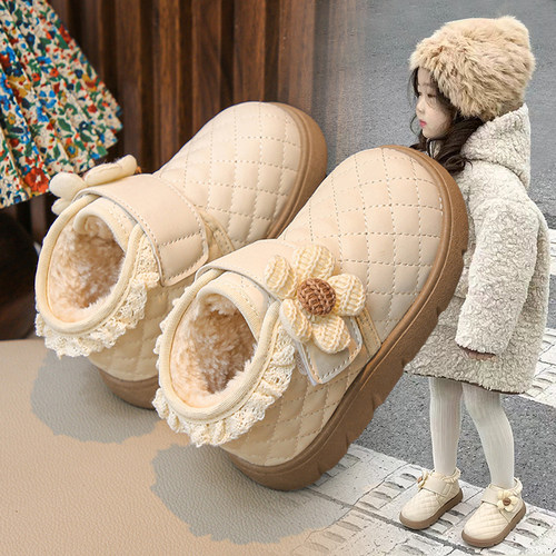 女童棉鞋加绒雪地靴小女孩小香风
