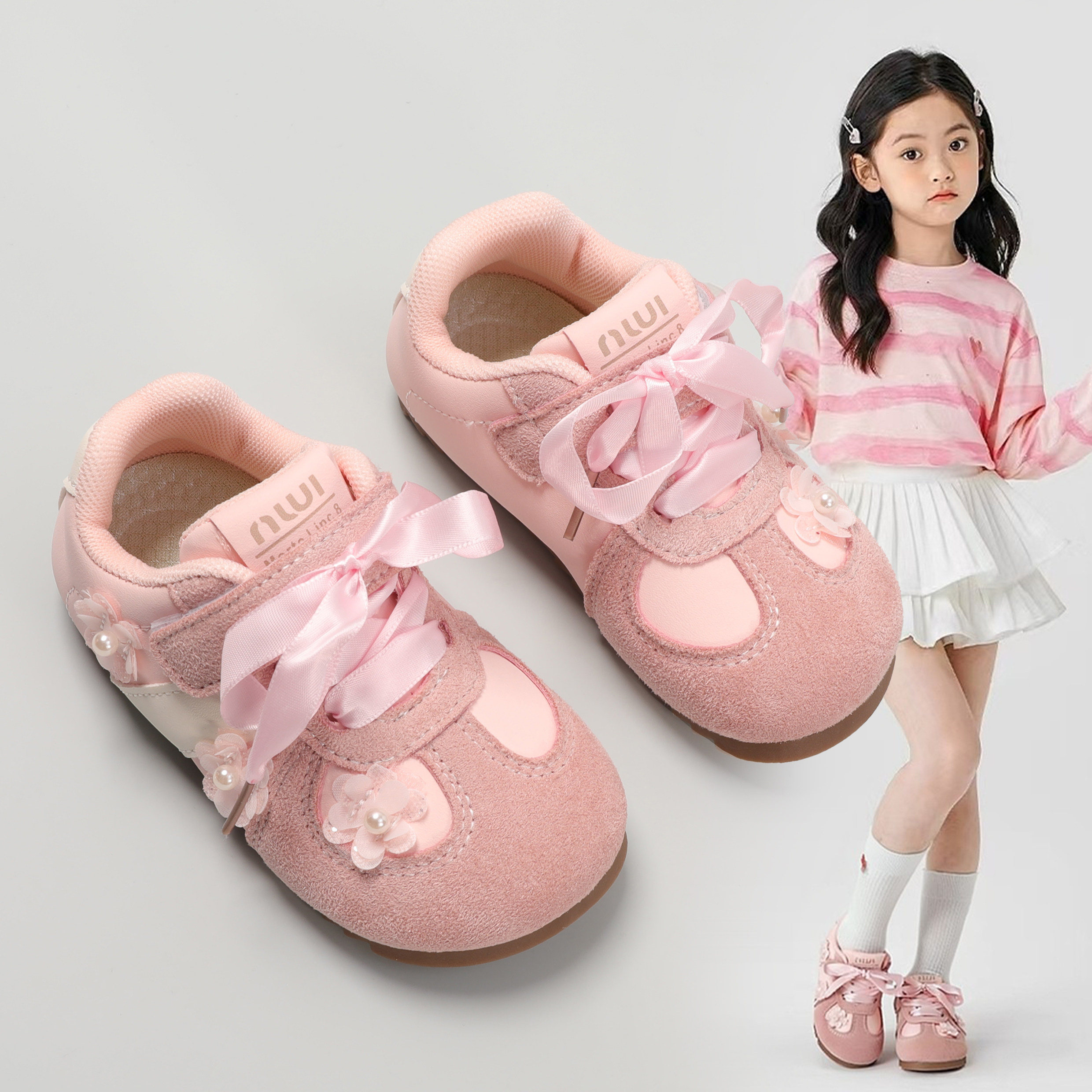 女童德训鞋2026新款蝴蝶结花朵装饰系带魔术贴软底丑萌阿甘运动鞋,童鞋/婴儿鞋/亲子鞋,运动鞋,淘宝优惠券,粉丝福利购,淘宝优惠卷