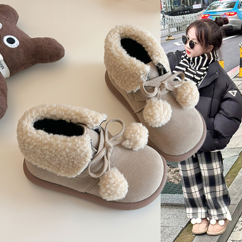 公主靴小童棉靴加绒保暖皮靴