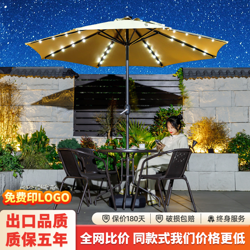 户外遮阳伞庭院伞室外太阳伞别墅花园露天阳台摆摊中柱伞桌椅组合