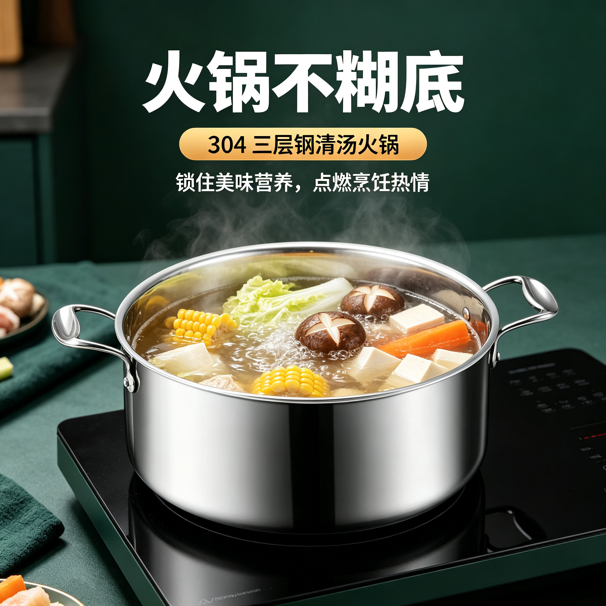 304不锈钢特厚大容量火锅盆