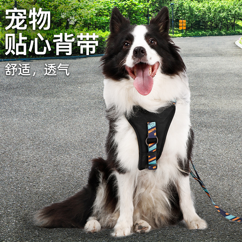 狗狗牵引绳舒适胸背带套装大中小型犬透气背心式胸背防爆冲遛狗绳