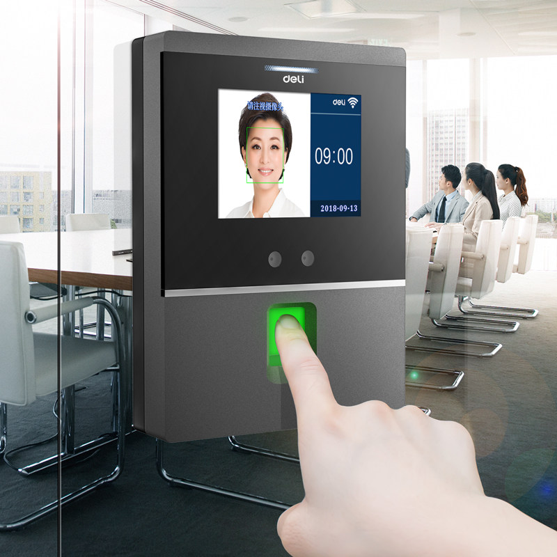 得力人脸云考勤机d2打卡机d3刷脸面部异地员工上班上下班签到gps定位