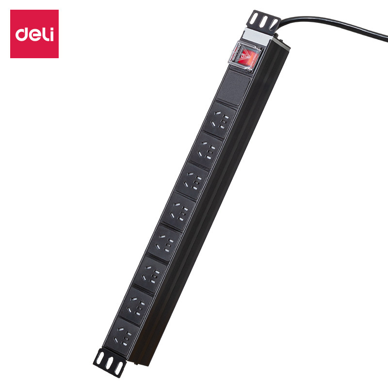 得力LX101  102机柜延长线插座8组1.8米机房服务器交换机IEC延长线工程专用电源