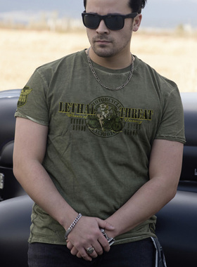 美国Lethal Threat夏季圆领印花短袖T恤衫休闲时尚短袖男户外骑行