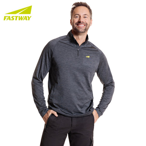 德国Fastway贴身衬衫打底上衣轻盈透气半开拉链长袖