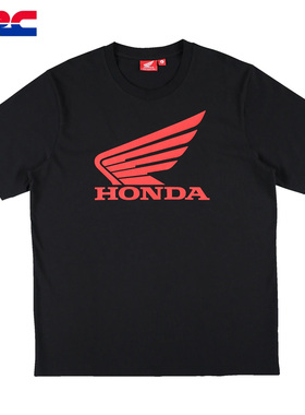 日本HRC Honda Wing夏季休闲T恤圆领短袖棉质T恤衫