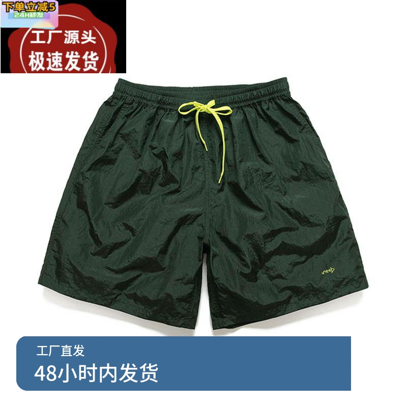 SeedClub 日系尼龙短裤绣标休闲沙滩裤cityboy复古百搭直筒五分裤