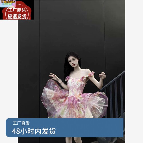 法式甜美温柔风纯欲性感气质公主裙女春季新款设计感花朵吊带裙潮