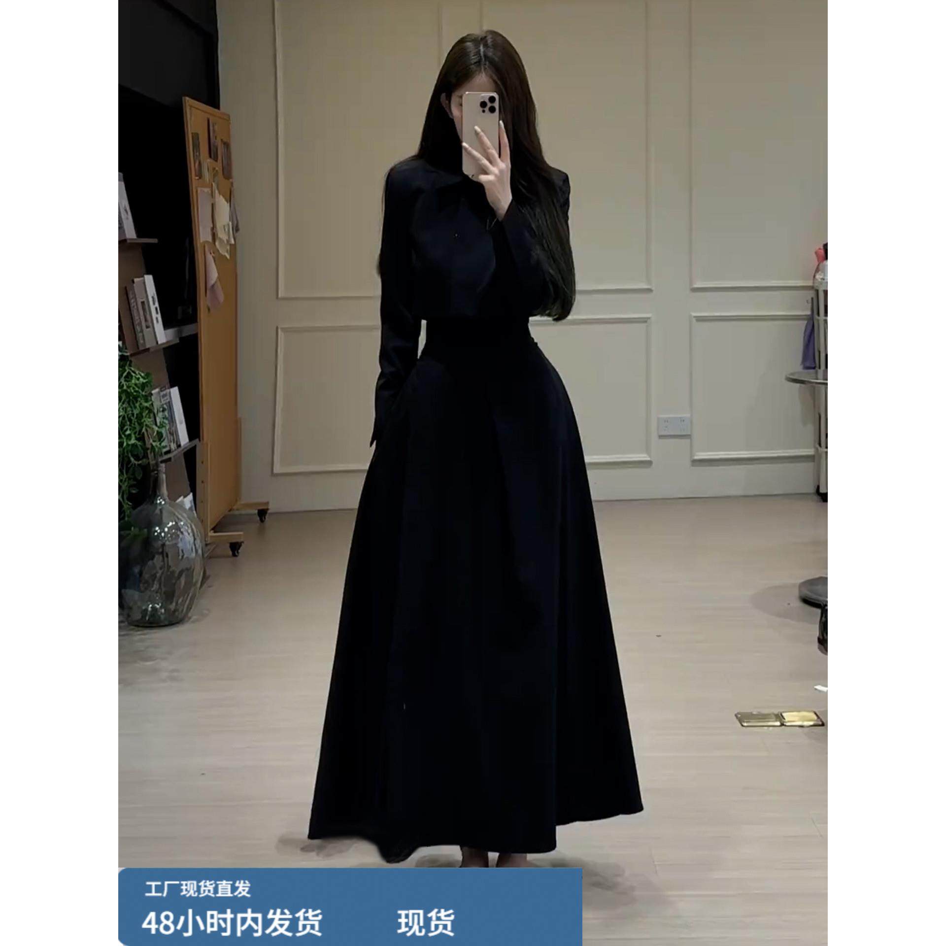 法式赫本风黑色长袖连衣裙子女2025早秋季新款高级感西装套装长裙,运动/瑜伽/健身/球迷用品,瑜伽短裙,淘宝优惠券,粉丝福利购,淘宝优惠卷