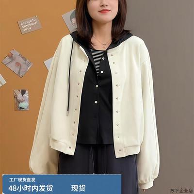 外套女2025秋季新款韩版时尚短款圆领小个子单排扣棒球服外套女款