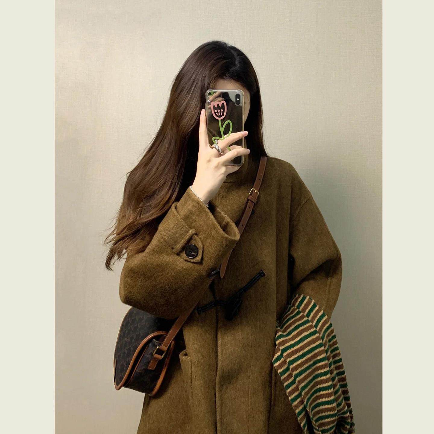 复古驼色立领牛角扣毛呢外套女秋冬新款小个子中长款显瘦呢子大衣,运动/瑜伽/健身/球迷用品,广场舞套装,淘宝优惠券,粉丝福利购,淘宝优惠卷