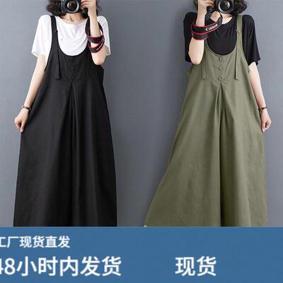 大尺码女裤胖mm檰蔴阔腿连身抱婴袋裤女夏季薄款裤子2026新款裤裙