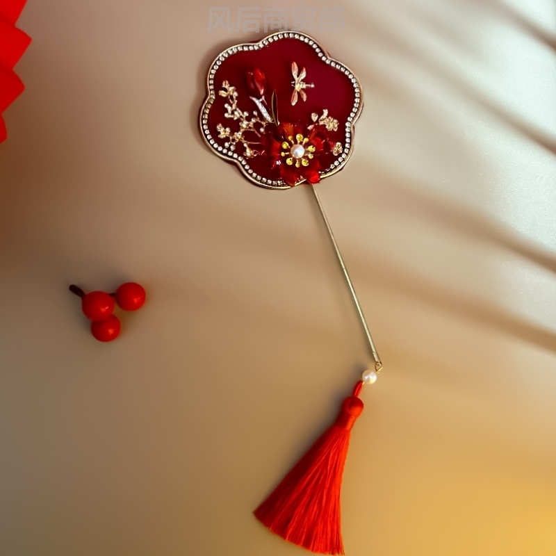 结婚用的扇子女工艺高端新娘团扇古风拍摄中国手持国风可爱道具接