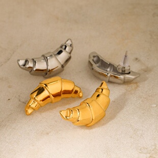 欧美欧美不锈钢超大羊角包耳环耳饰耳钉