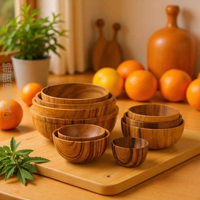 家用木碗专用婴儿学生复古汤面沙拉手工汤碗包邮单个木质碗家居乔