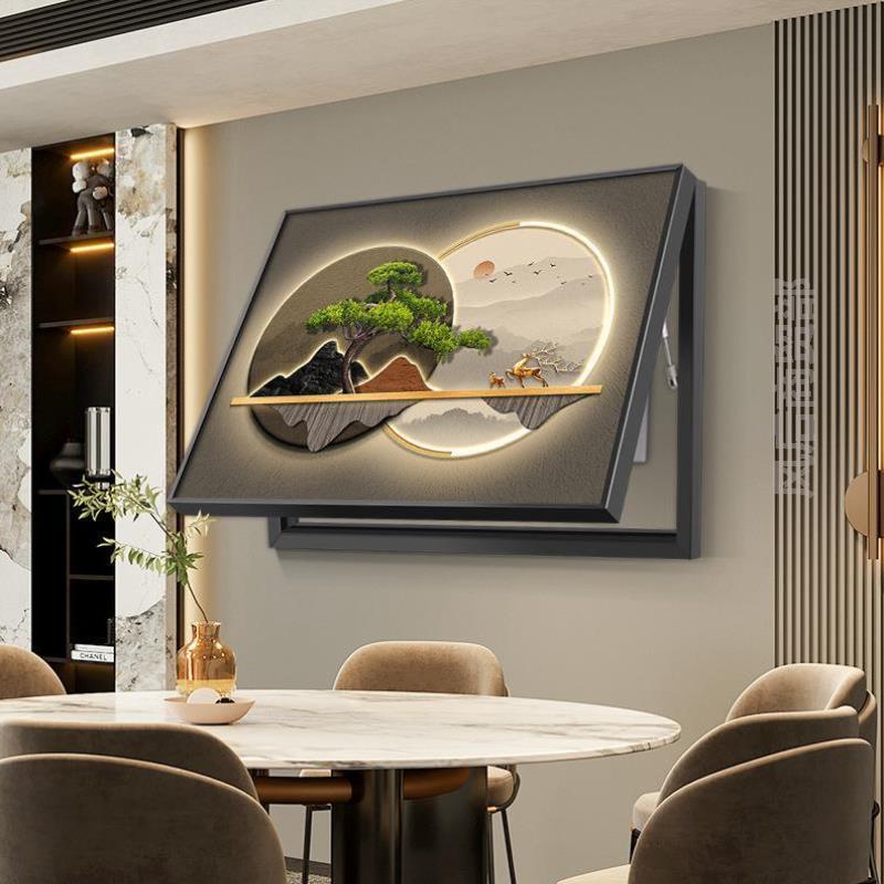 长方形电表箱装饰画新款开关电表遮丑装饰盖卧室中式表盒定制挂画图片