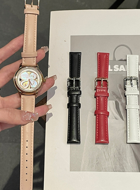 平纹牛皮适配飞亚达四叶草DLA862003 DLA10026粉红白色真皮表带