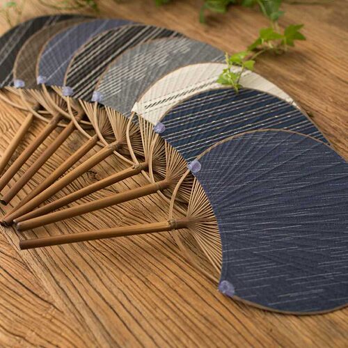 团扇竹夏季棉麻布面古典传统